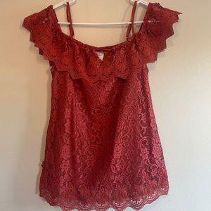 Cold shoulder lace blouse